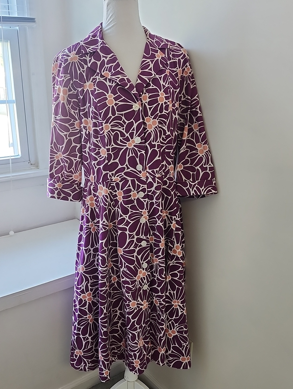 Boden Riviera Midi dress shirt dress 12 long Fit & Flare Floral
